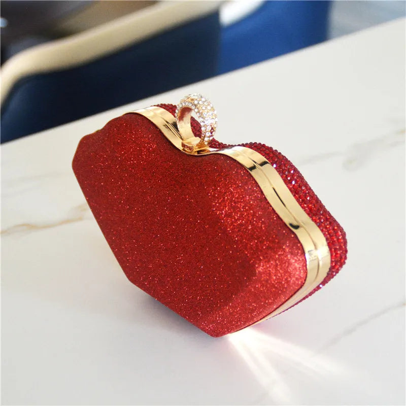 Women's Medium Rhinestone satin Solid Color Elegant Streetwear Square Lock clasp Evening Bag