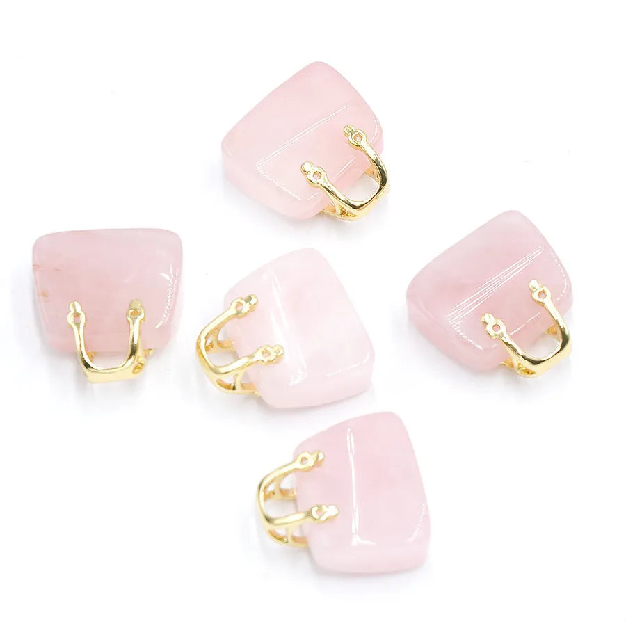 Natural crystal stone mini handbag powder crystal diy pendant ins wind powder crystal decoration creative  wholesale