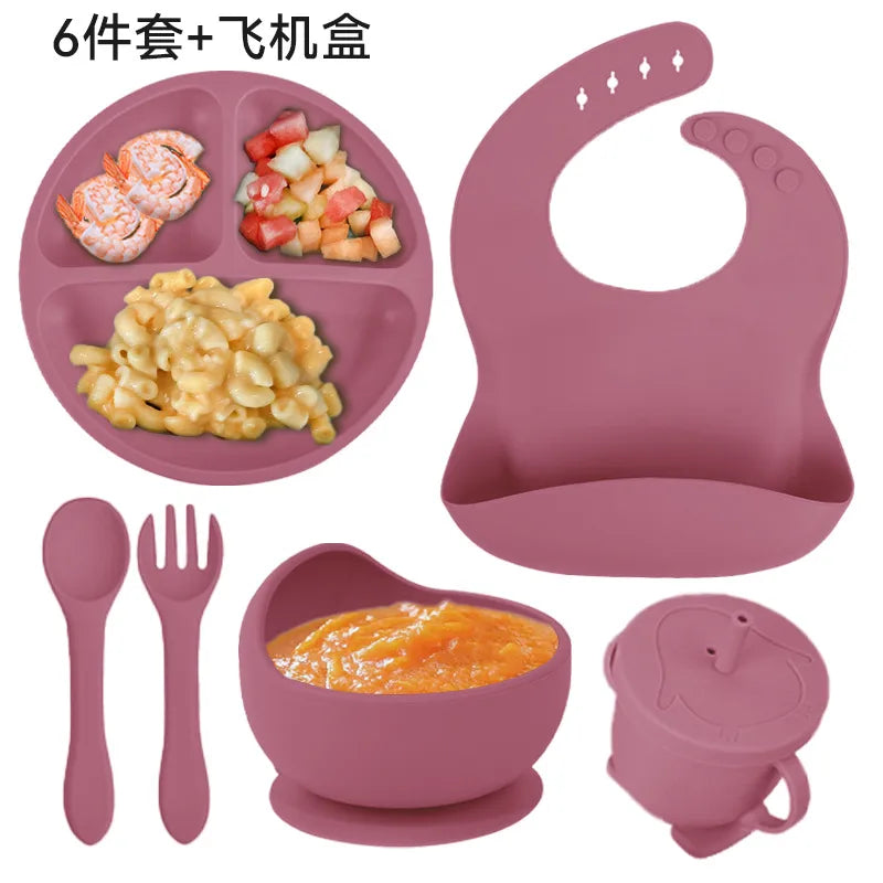 casual solid color silica gel tableware 1 set