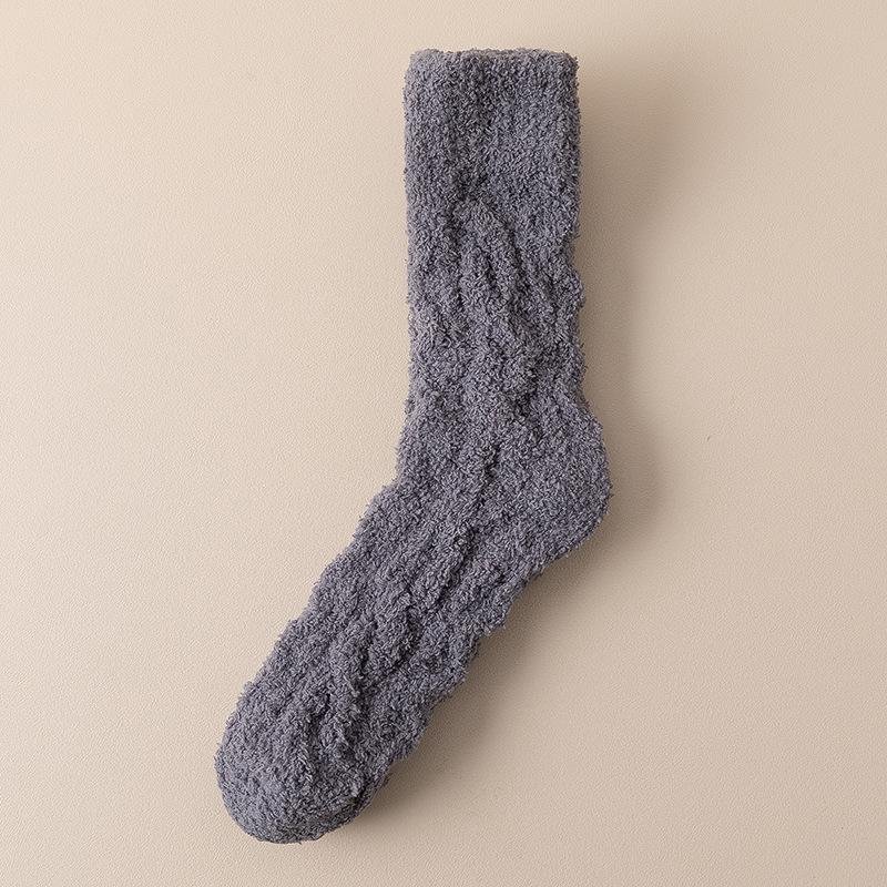 Coral velvet socks men's fleece-lined thickened home floor socks winter warm plush twist sleep stockings
