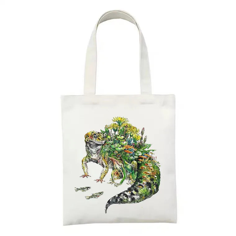 women's simple style artistic animal mushroom butterfly shopping bags