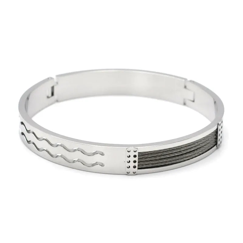 Simple Style Roman Style British Style Geometric Titanium Steel Men's Bangle Men Cuff & Bangle
