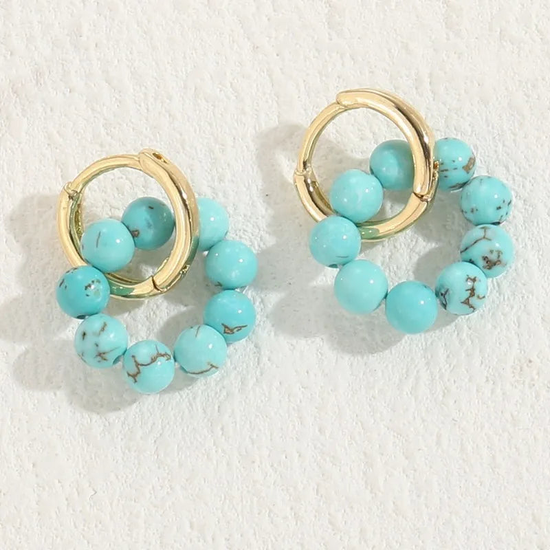 Hot Selling Freshwater Pearl Natural Stone Fashion Earrings  Style Elegant Luxury Copper Plated 14K Real Gold Earrings for Women