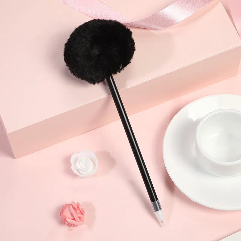 sweet and cute multi-color plush ball gel pen