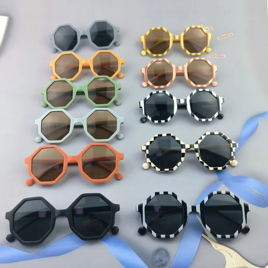 Cute Novelty Modern Style Geometric Ac Tinted Lenses Polygon Full Frame Kids Sunglasses