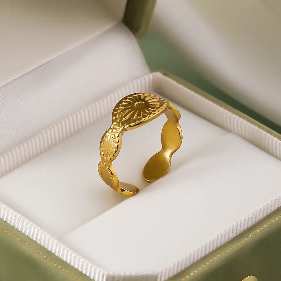 Wholesale Jewelry IG Style Elegant Retro Geometric Leaf Heart Shape 304 Stainless Steel Plating Open Rings
