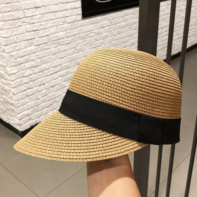 Unisex Basic Classic Style Solid Color Curved Eaves Straw Hat
