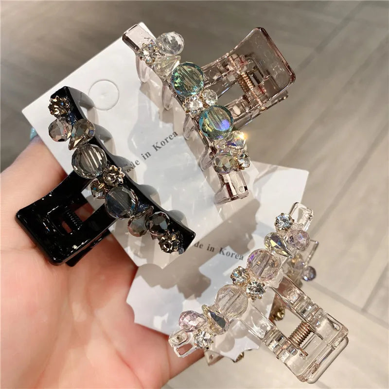 Elegant Acrylic Crystal Hair Claw Clip Women's Small Size Shark Roe Headwear Luxury Sensation Half-Up Hair Accessories
