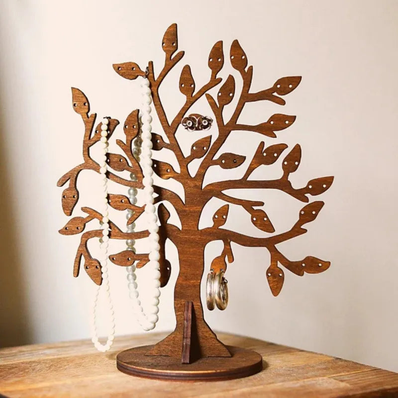 Retro Wooden Jewelry Earring Display Stand Home Desktop Decorative Branch Shape Wooden Ornaments Stand Handmade Crafted