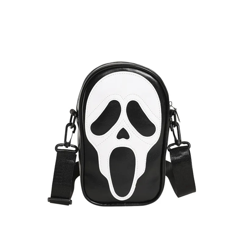 Halloween Women's Pu Leather Ghost Punk Zipper Square Bag