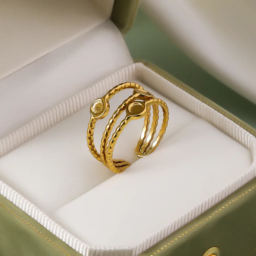 Wholesale Jewelry IG Style Elegant Retro Geometric Leaf Heart Shape 304 Stainless Steel Plating Open Rings