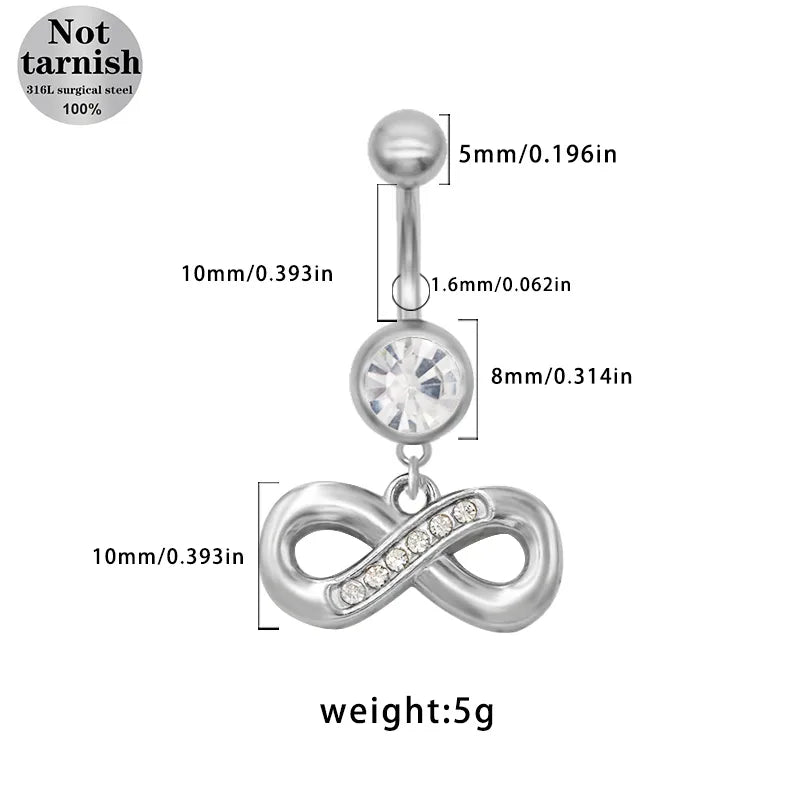 1 Piece Belly Rings Classic Style Roman Style Artistic Star Heart Shape Wings 316 Stainless Steel  Alloy Hollow Out Resin Rhinestones Glass White Gold Plated Gold Plated