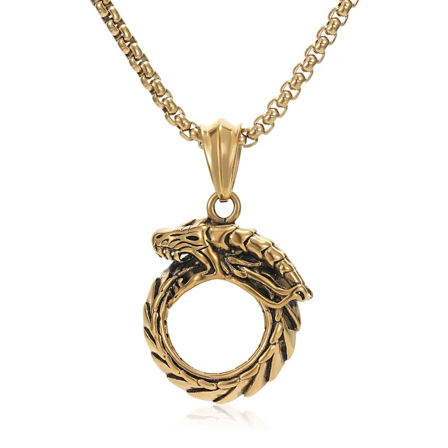Casual Hip-Hop Retro Dragon 304 Stainless Steel Men's Pendant Necklace Men Pendant Necklaces