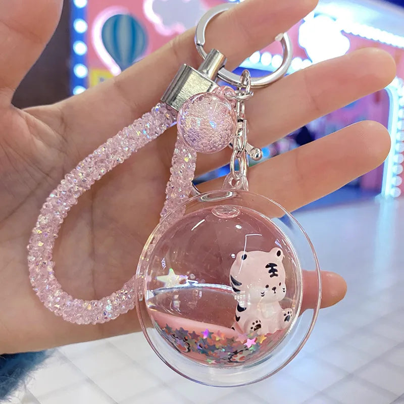 cute tiger arylic unisex bag pendant keychain