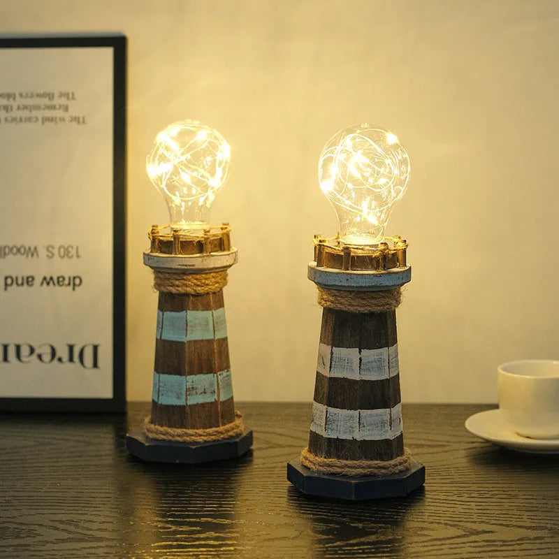 Marine Style Lighthouse Density plate Wood Ornaments Lighting Accessories