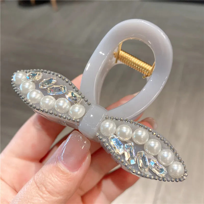 Elegant Medium Size Heavy Duty Water Diamond Hair Claw Clip Fashionable Lazy Updo Hairpin Stylish Hair Accessories For Women