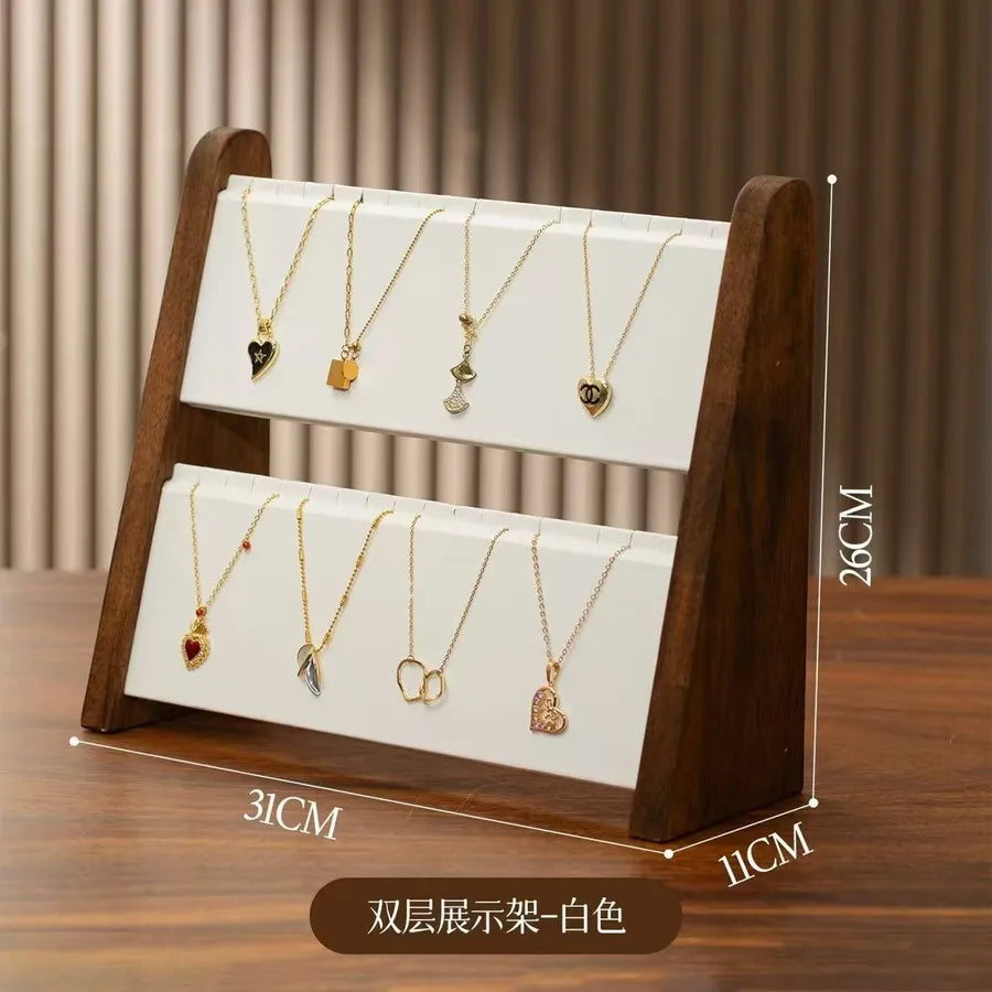 Walnut Wooden Slope Display Stand Jewelry Earring Storage Rack Bracelet Watch Organizer Modern Simple Style Home Decor