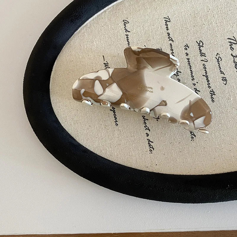 French Style Coconut Latte Hair Claw Clip Acetate Vintage Elegant Coffee Tone Updo Shark Clamp New Model Women's Hair Accessories