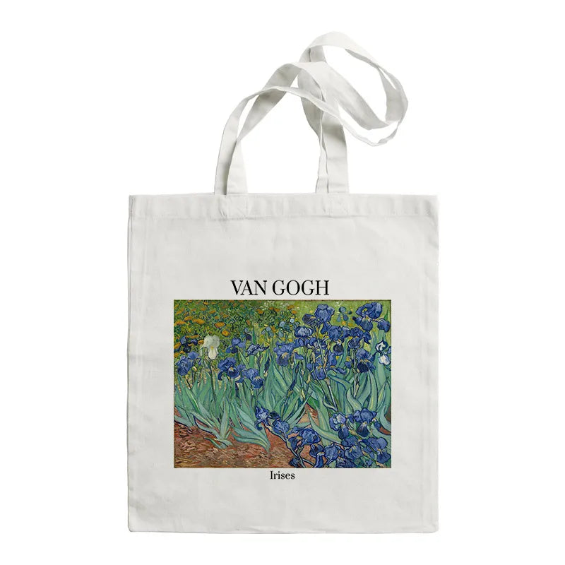 women's retro oil painting shopping bags