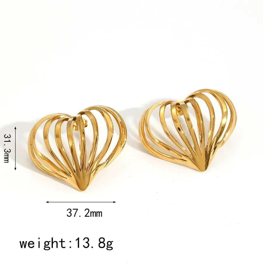 Wholesale Jewelry IG Style Heart Shape 304 Stainless Steel Rings Ear Studs