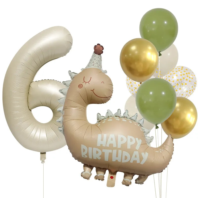 Birthday Cartoon Style Dinosaur Number Aluminum Film Home Birthday Festival Balloons