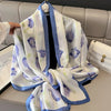 New Tulip Flower Silk Beach Towel Women's High-end Gift  Summer Sun Protection Neck Protection