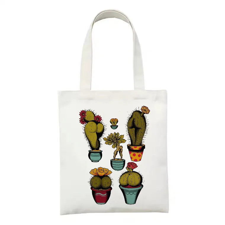 women's simple style artistic animal mushroom butterfly shopping bags