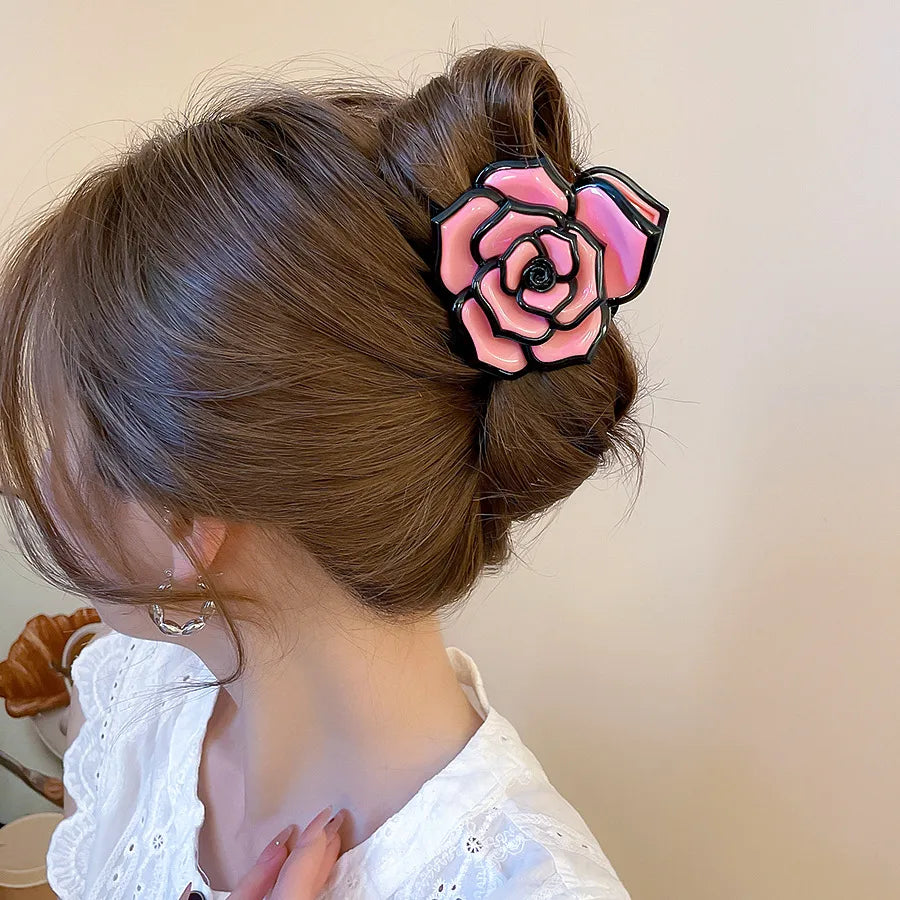 Fashionable Floral Hair Clip Simple Elegant Versatile Sweet Personality Hair Accessories For Women Acrylic Material Creamy Style