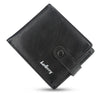 men's solid color pu leather lock clasp small wallets