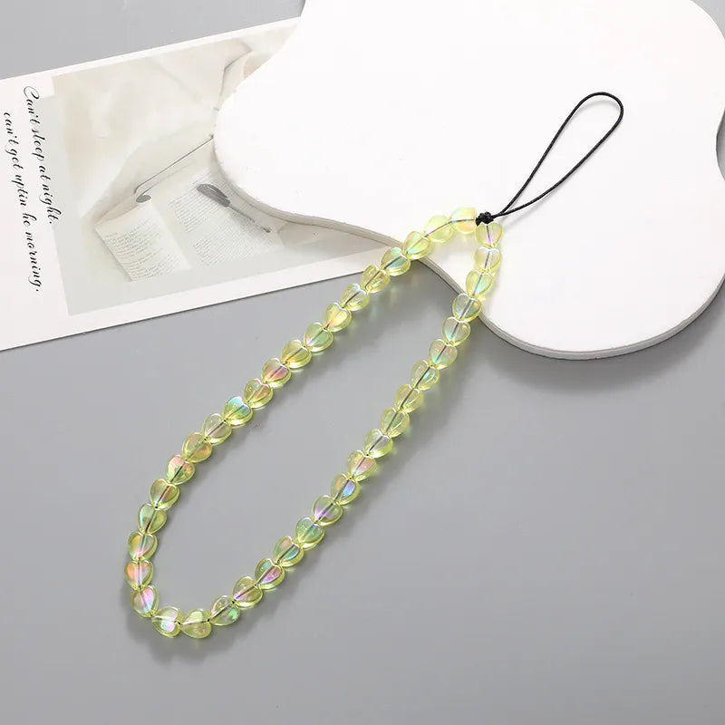 Sweet Heart Shape Arylic Beaded Mobile Phone Chain