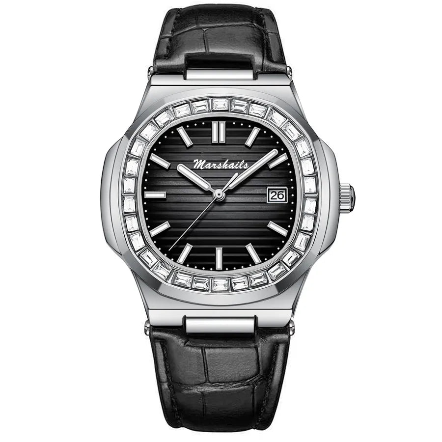 business stripe butterfly double snap quartz men's watches
