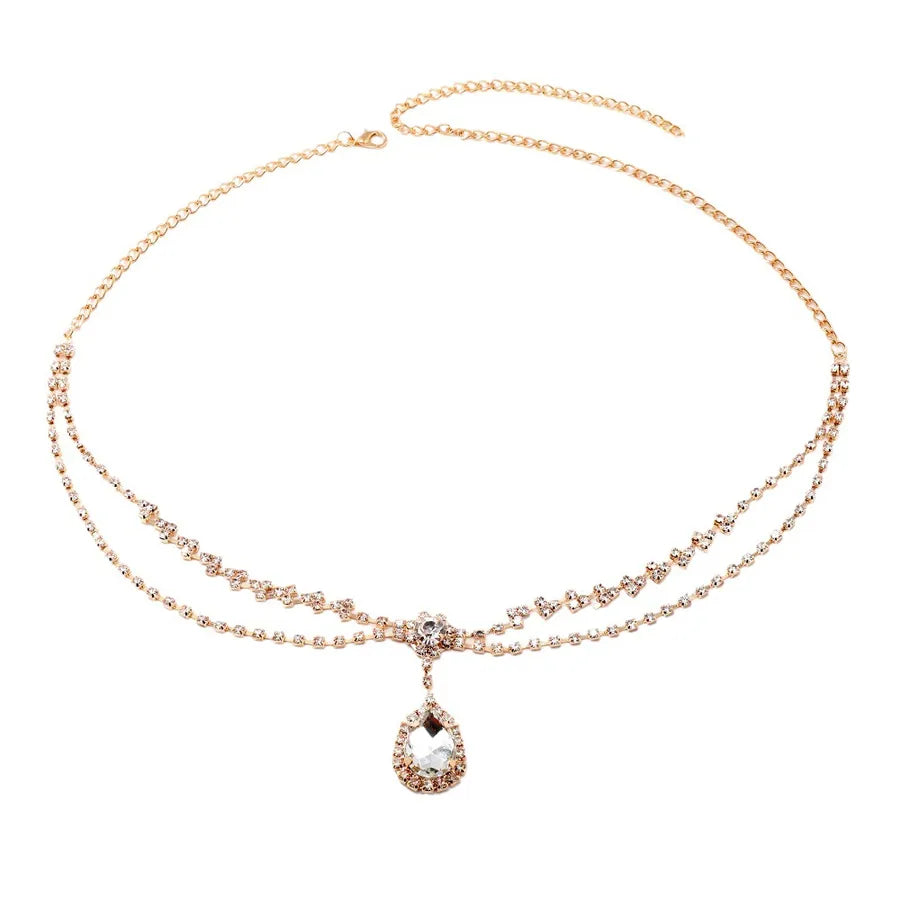 Fashionable Wedding Hair Accessories Rhinestone Hair Chain Diamond forehead Bracelet Bride Alloy Geometric Pattern Headwear