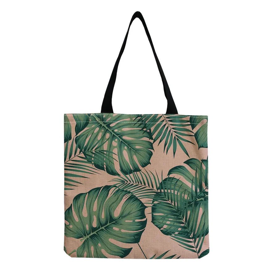 women's tropical leaf shopping bags