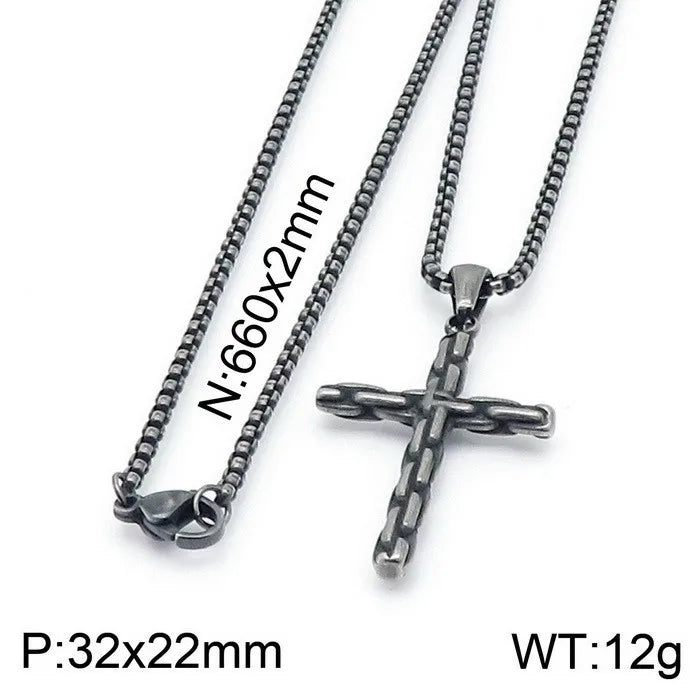 Wholesale Jewelry Vintage Style Classic Style Cross Titanium Steel Plating Pendant Necklace None