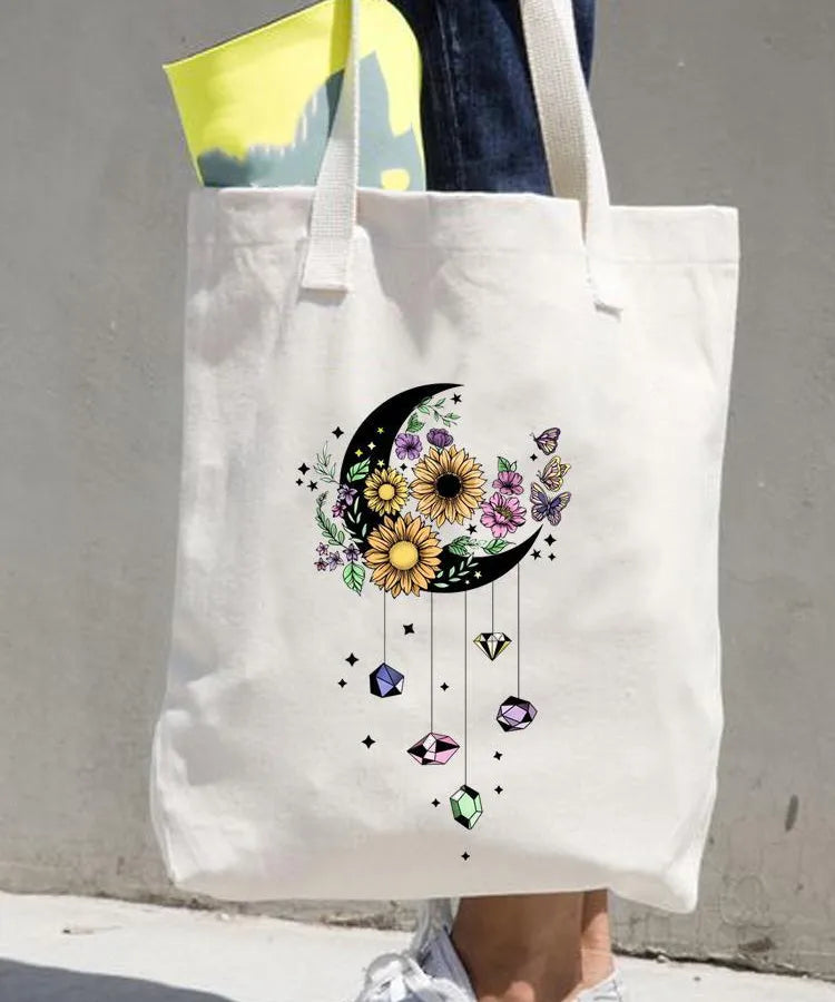 Women's printed shopping bag casual shopping handbag women's shoulder bag large capacity new artistic fresh Women's bag