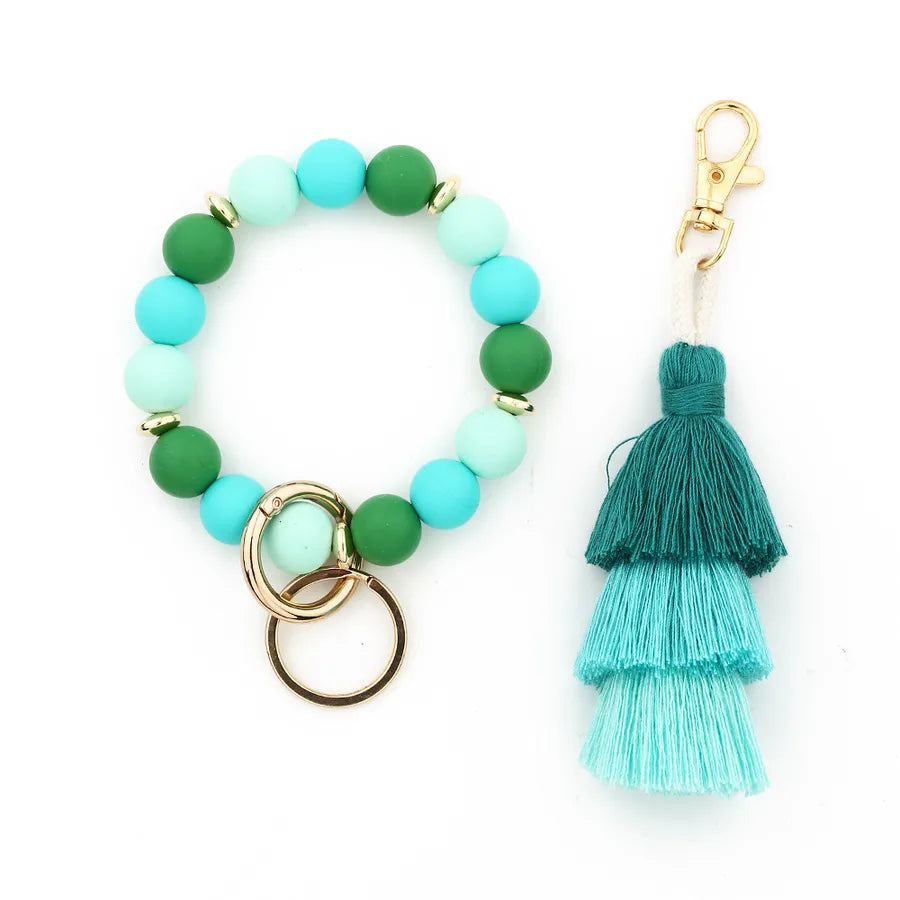 Sweet Geometric Alloy Wood Silica Gel Women's Bag Pendant Keychain