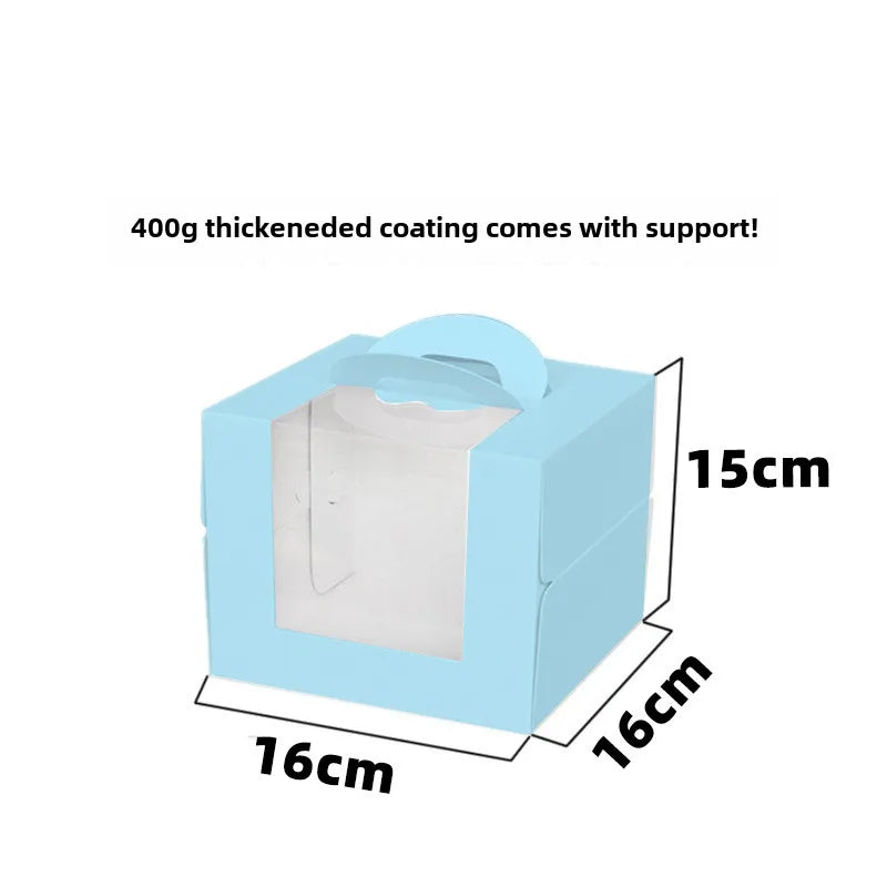 Three three four four six six eight eight inch birthday cake box portable cake box transparent window cake dessert packing box