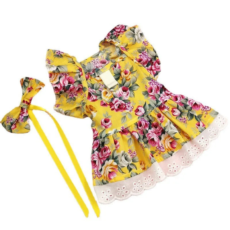 cute cotton flower bow knot pet clothing