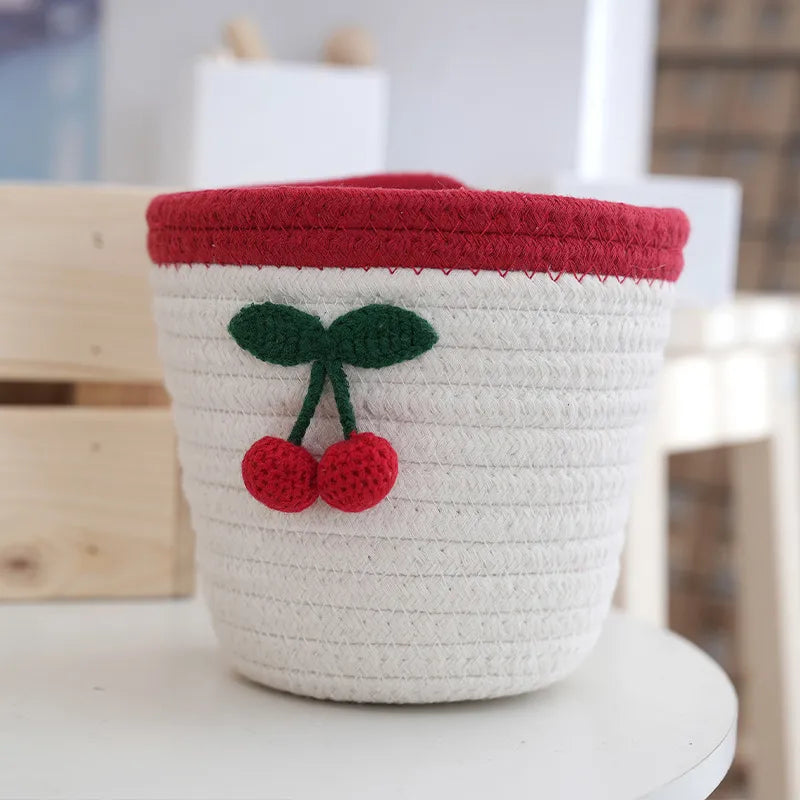 Cute Cherry cotton thread Storage Basket