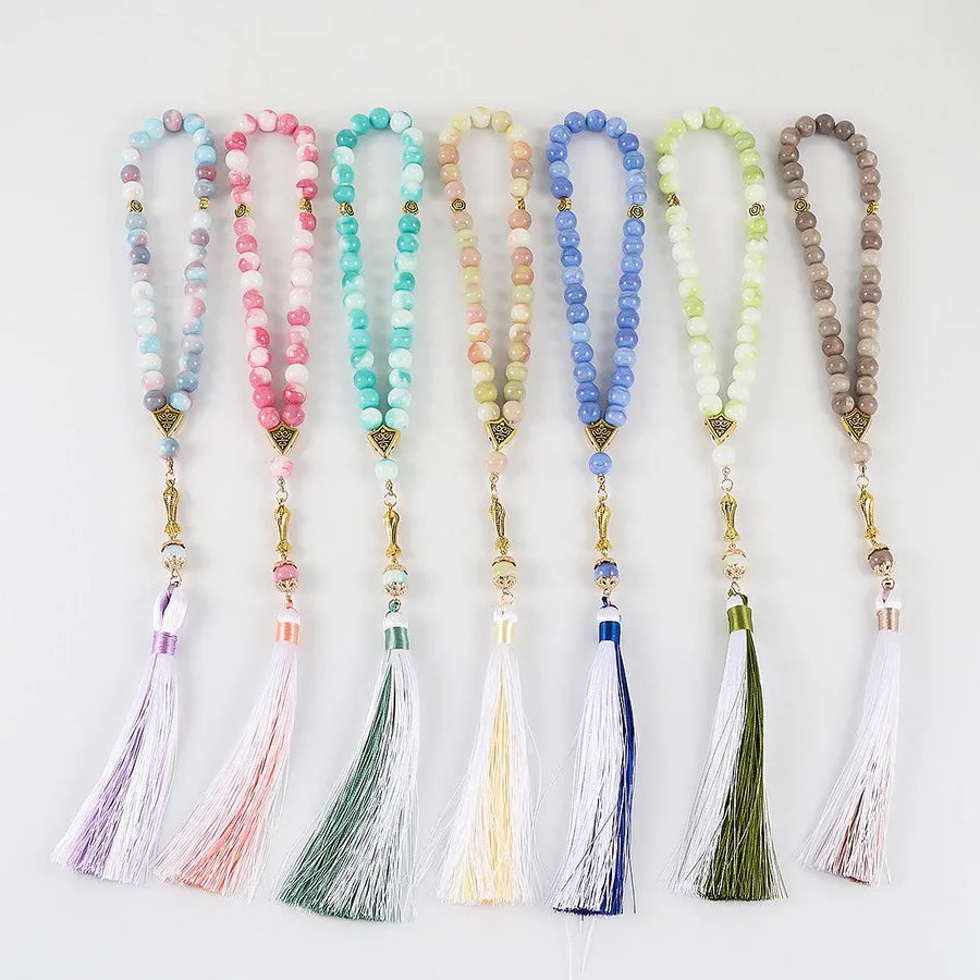 Classical Handmade Round Alloy Glass Wholesale Rosary