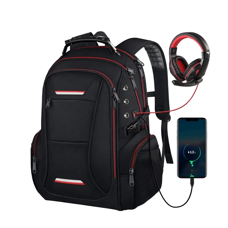 men's solid color oxford cloth zipper functional backpack laptop backpack