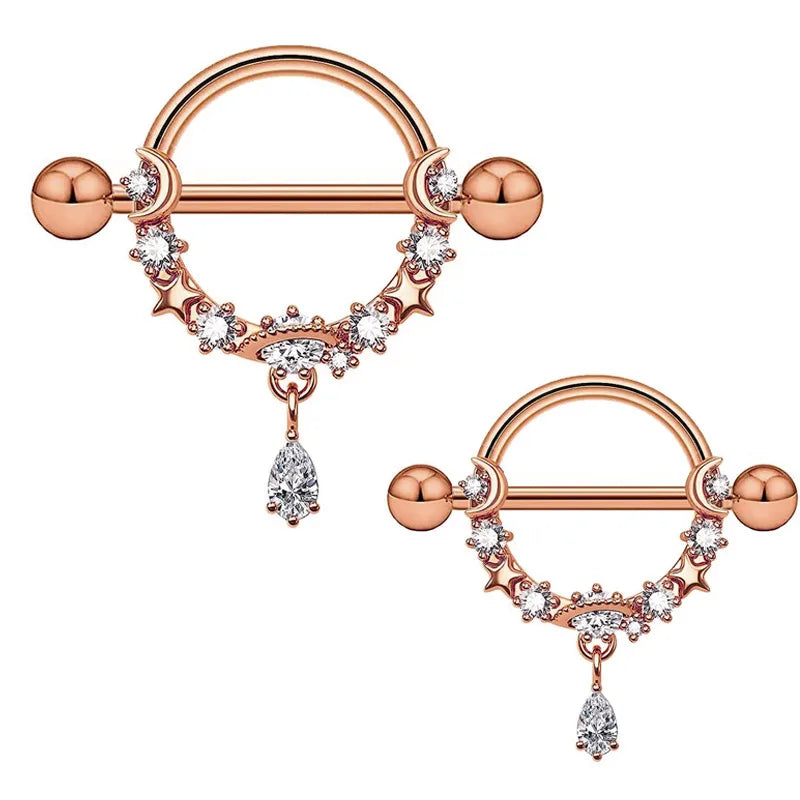 1 Pair Nipple Rings & Studs Simple Style Solid Color 304 Stainless Steel Inlay Zircon Nipple Rings & Studs
