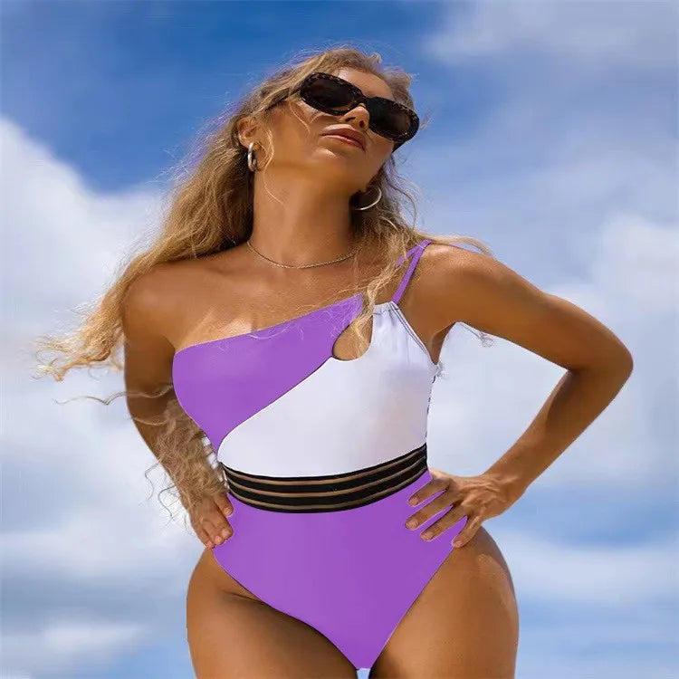 Women's Sexy Color Block Solid Color Leopard 1 Piece One Piece Swimwear