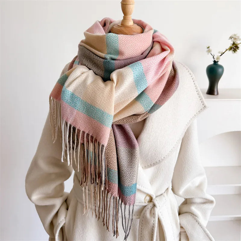 Unisex Casual Elegant Lattice Polyester Scarf