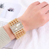 Fashion   hot Square Diamond Women's Quartz Watch Casual Golden Stainless Steel Women's Watch