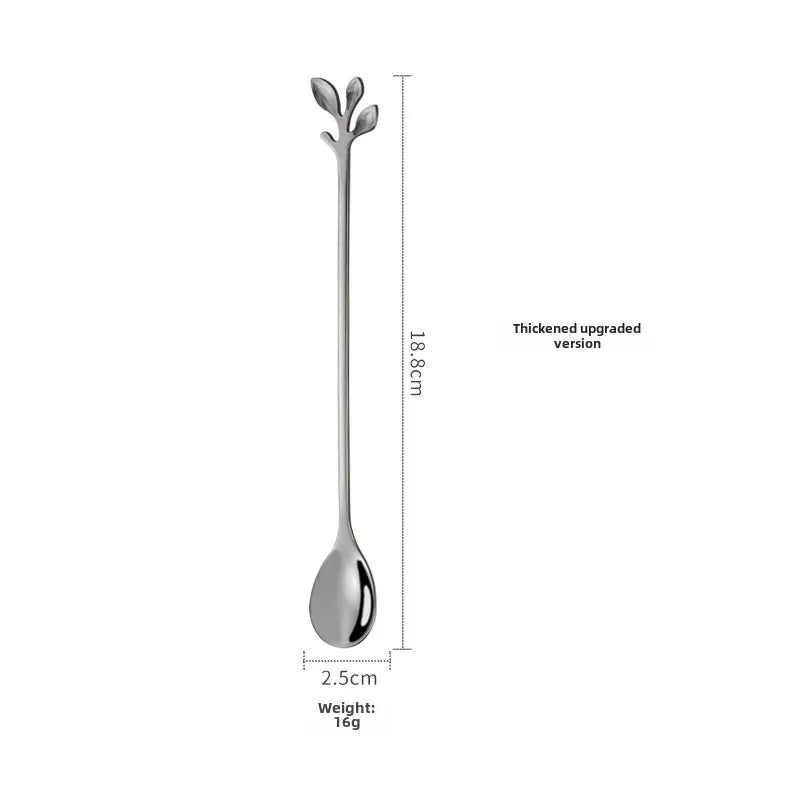 Stainless Steel Leaf Spoon Creative Golden Leaf Coffee Spoon Dessert Spoon Fruit Fork Cake Fork Wholesale Gift Spoon