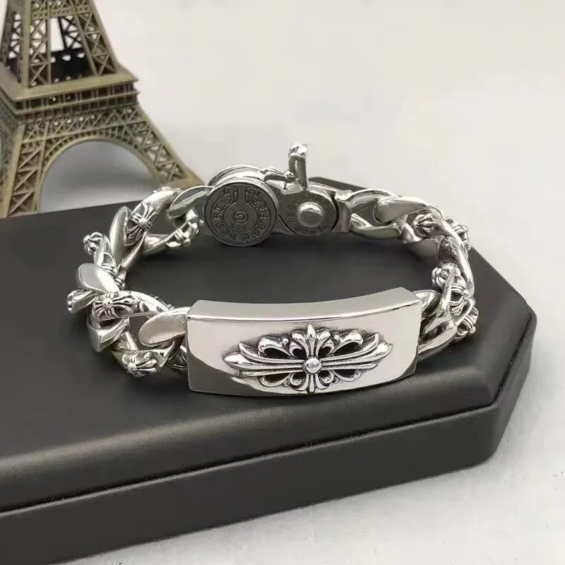 Aggressive Cross Bracelet Men's Trendy  Retro Bracelet Thick