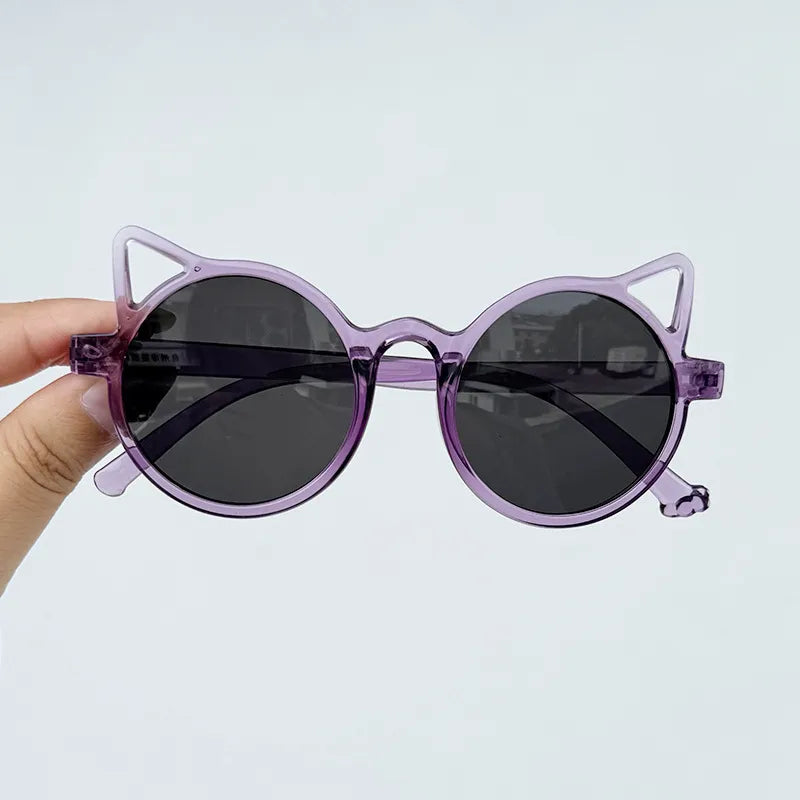 Children's Sunglasses Color Simple Cat Ear UV Protection Sunglasses Boys and Girls Eye Protection Cartoon Glasses Sunglasses