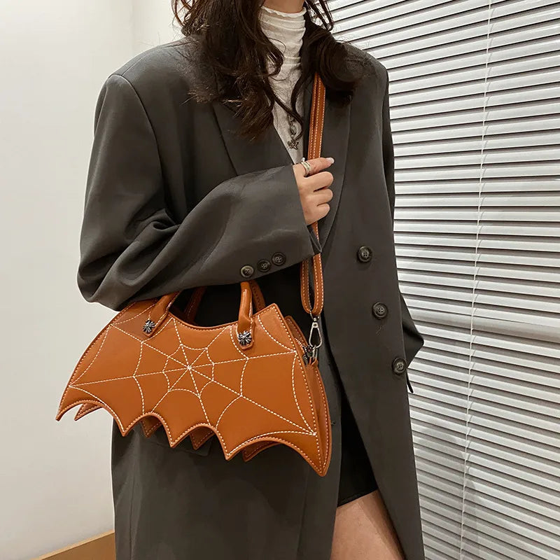 Halloween Women'S Medium Pu Leather Bat Fashion Zipper Handbag