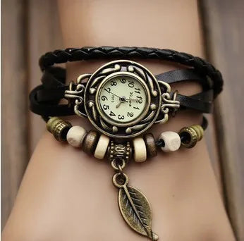 ethnic style leaf buckle quartz women's watches